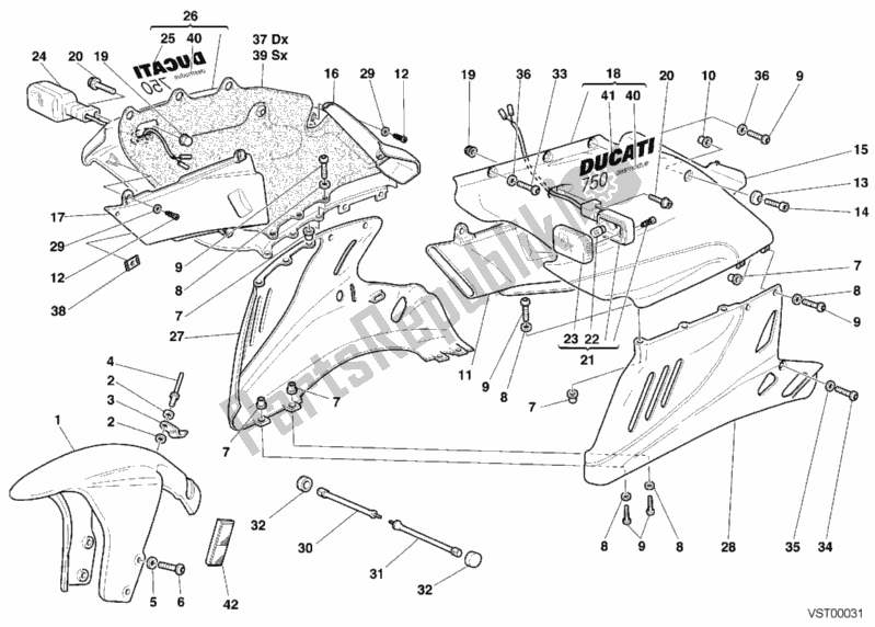 Toutes les pièces pour le Carénage du Ducati Supersport 750 SS 2000